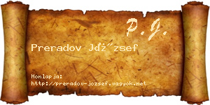 Preradov József névjegykártya